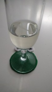 Posavasos con forma de rana a ganchillo