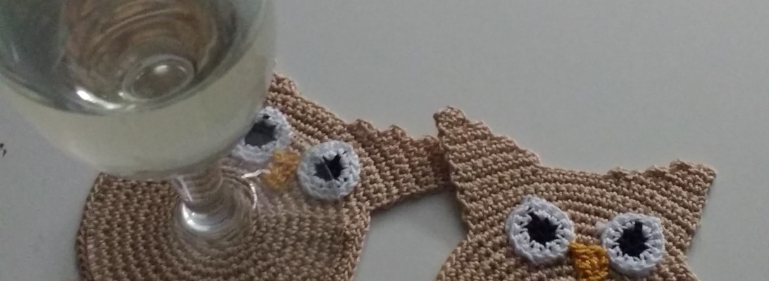 Posavasos con forma de búho a ganchillo