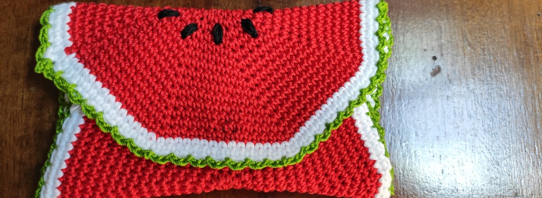 Monedero sandía a ganchillo